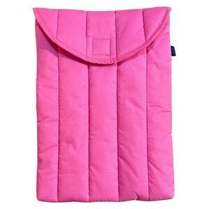Baggu Extra Pink 13” Quilted Puffy Laptop Sleeve Riptop Nylon